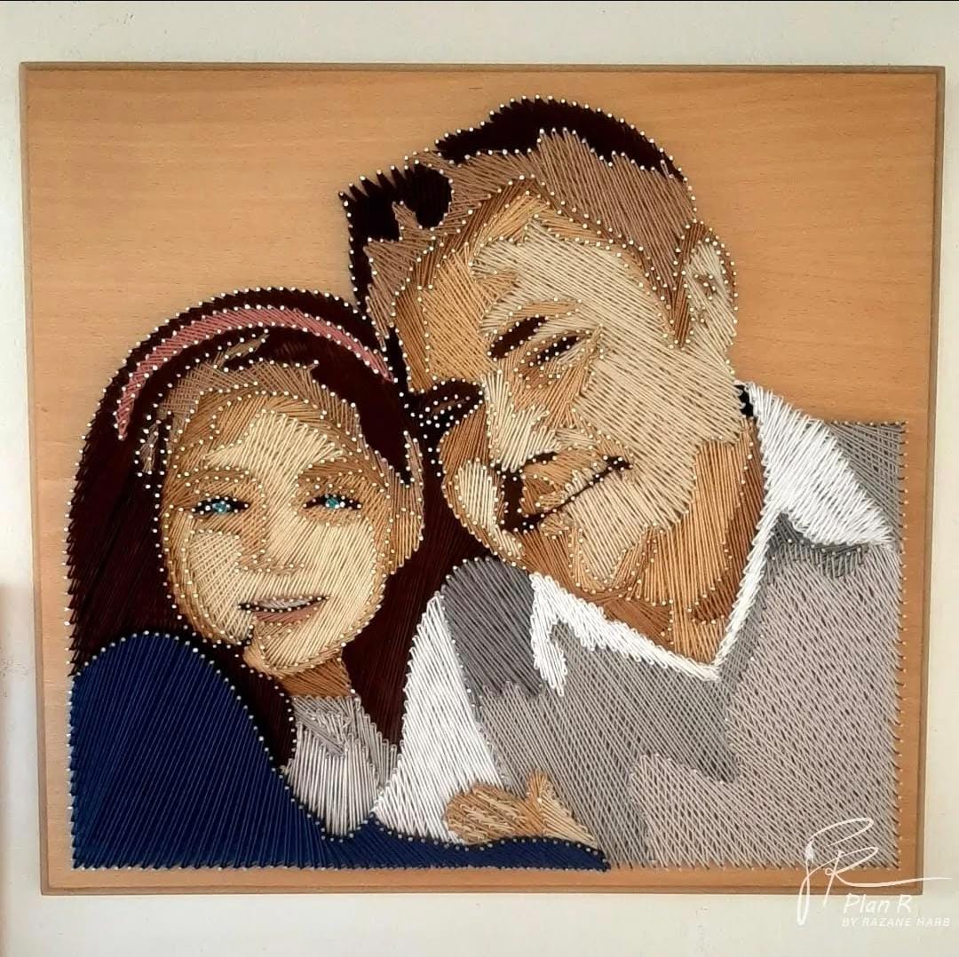 Custom String Art - Father and Daughter Portrait